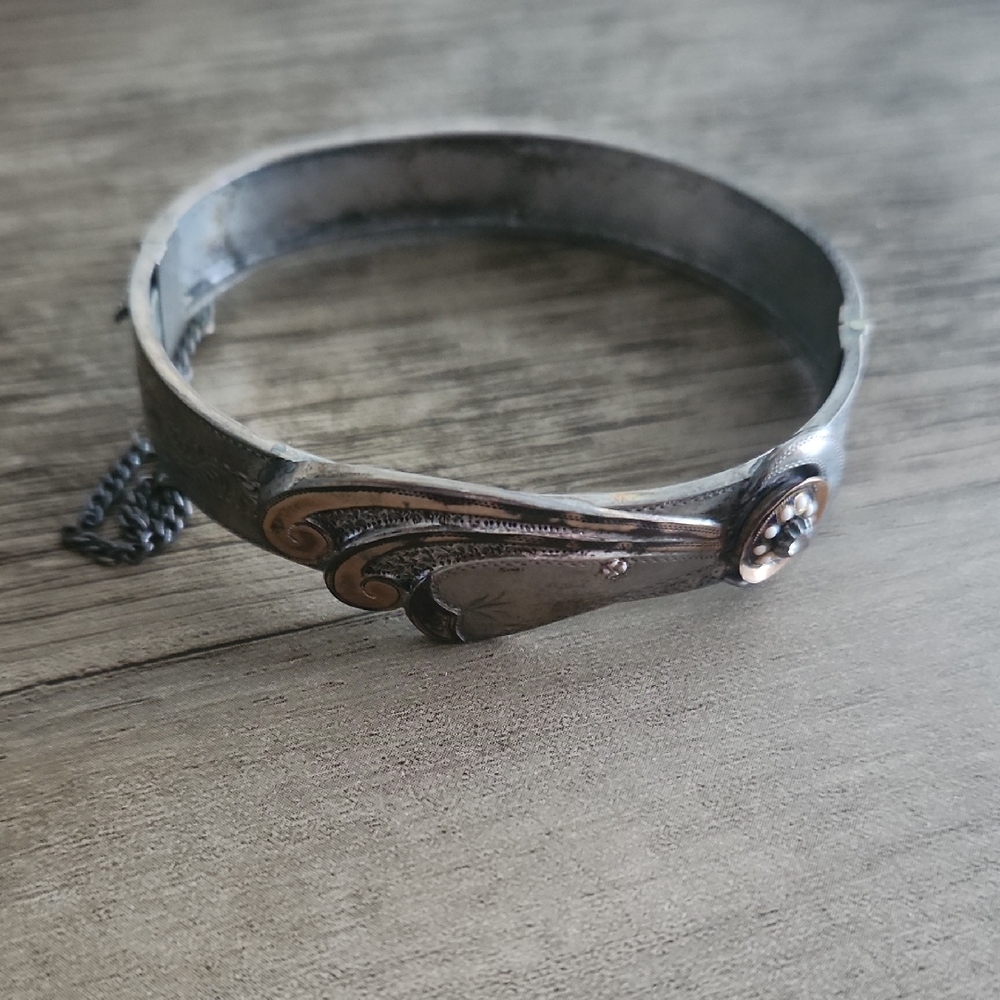 Silver and Gold-Tone Bangle Bracelet